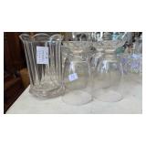VICTORIAN SPOONER & SET OF 4 CLEAR GLASSES