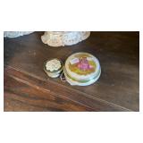 STAFFORDSHIRE PILL BOX & COVERED HAND PAINTED