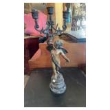 BRONZE CHERUB CANDLE STICK ( HOLDS 3 CANDLES)