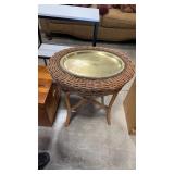 WICKER/RATTAN BRASS TOP ACCENT TABLE