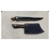 2 DAMASCUS KNIVES WITH SHEATHS
