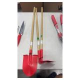 KIDS LONG HANDLE SHOVEL AND 2 TOOLS