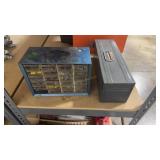 METAL TOOLBOX WITH TOOLS,  ORGANIZER W CONTENTS