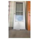 SOLID WOOD FRONT DOOR W/ FRAME AND SCREEN DOOR