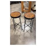 2 - WOOD & METAL ANTQ ICE CREAM STOOLS