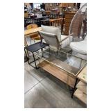 METAL GLASS TOP COCKTAIL TABLE & METAL ACCENT TABL
