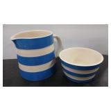T.G. GREEN POTTERY 'CORNISH WARE' PITCHER & BOWL
