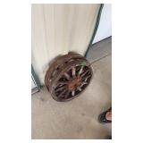 2 METAL AND WOOD WAGON WHEELS