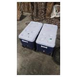 2 RUBBERMAID ROLLING COOLERS