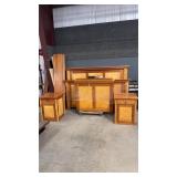 RUSTIC WOOD QUEEN HEADBOARD FOOTBOARD RAILS & 2