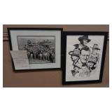 JOHN WAYNE SIGNED NOTE PHOTO & TOM STUART? ART