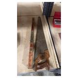 VINTAGE HAND SAW AND LEVEL