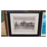 SIGNED ANTQ FRAMED PRINT W/ REMARQUE - UNKNOWN