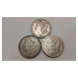 1880 - 1881 & 1883 O MORGAN DOLLARS