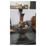 TUSCAN FLOOR CANDLE HOLDERS & FAUX FRUIT DECOR