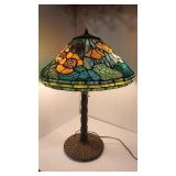 POPPY STAINED GLASS  LAMP - 1970'S