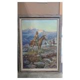 CM RUSSELL 'FREE TRAPPERS' TEXTURED PRINT
