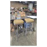2 - MCM METAL & VINYL SEAT BAR STOOLS