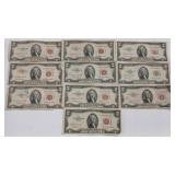 10 - $2  1953 SERIES NOTES
