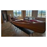 TREGO CUSTOM WOOD CANO W/ 2 CANE SEATS & PADDLES