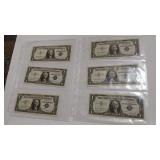 6 - $1 SILVER CERTIFICATES 1957B SERIES