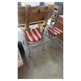 2 METAL PATIO CHAIRS W/ CUSHIONS