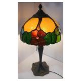 N.W. NONTERROUS INC STAINED GLASS LAMP W/ BRONZE