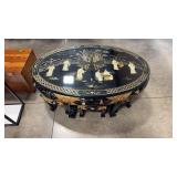 BLACK LACQUER & MOP TEA/RECEPTION TABLE & 6 STOOLS
