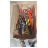 PIPE WRENCH, PLIERS AND ASSORTED HAND TOOLS