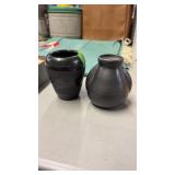 SANTA CLARA PUEBLO POTTERY VASE & OTHER BLACK VASE