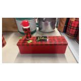 SPORTSMAN METAL LUNCH BOX & AVON BOTTLE