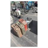 3 GERRY CANS, SHELF BRACKETS & HUBCAPS