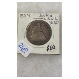 1854 SEATED LIBERTY SILVER HALF DOLLAR