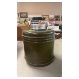 VINTAGE GREEN METAL MILITARY COOLER JUG