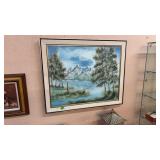LARGE OIL MOUNTAIN SCENE PAINTING
