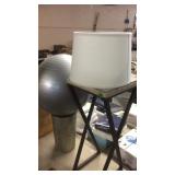 FITNESS BALL & WASTE CAN, TILE TOP TABLE & LAMP