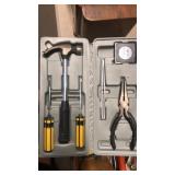 BX W/ HAMMER, FLASHLIGHTS, 7PC TOOL KIT & MISC