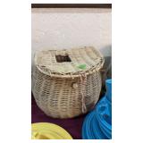 VINTAGE WICKER FISHING BASKET