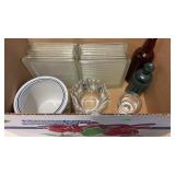 GLASS BLOCKS, LEADED CRYSTAL DISH, OLD BOTTLES