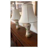 2 VINTAGE HAND PAINTED LAMPS
