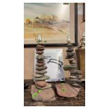 PR OF MATCHING STONE LAMPS