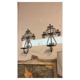 2 METAL WALL HANGING CANDLE STANDS