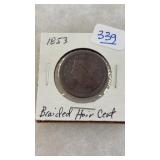 1853 BRAIDED HAIR LARGE CENT
