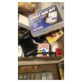 FLASHLIGHTS, PLAYING CARDS, NEW FIRST AID KIT,