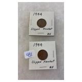 TWO 1943 CLIPPED PLANCHET PENNIES