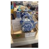 2 BLUE & WHITE TEA  KETTLES