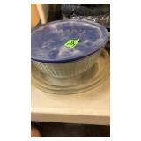 PYREX BOWL & 2 PYREX PIE PLATES