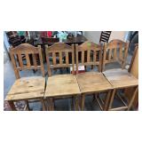 4 MATCHING RUSTIC WOOD BAR STOOLS