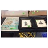 BAMBI PRINT & 2 SMALL PRINTS IN BLACK FRAMES