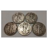 5 - WALKING LIBERTY HALVES 90%